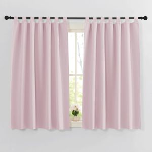 Eryi-Rideaux Occultant Court Maison Chambre Isolation Thermiques À Pattes Draperie De Fenêtre Tissu Solid Polyester Opaque, Rose Clair, L 140 X H 137cm, 2 Pcs - Neuf