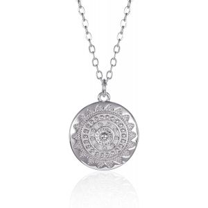 Kal-Collier Mandala &Agrave; Disque Rond, Collier Femme Avec Pendentif Mandala, Collier Pour Femme Et Fille, Bijoux Fantaisie Femme Avec Sac Cadeau - Neuf