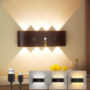 ERYI-1 Pièces Led Applique Murale Sans Fil, 6000Mah Lampe Murale A Pile Detecteur De Mouvement Interieur, Applique Murale Rechargeable Usb Dimmable Pour Salon Chambre Escalier - Noir - Neuf