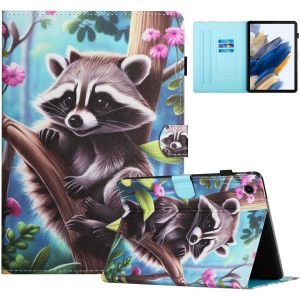 Kal-Coque Pour Tablette Samsung Galaxy Tab A9 8.7 Pouces (Sm-X110/ Sm-X115) Etui Galaxy Tab A9 Housse Pu Cuir Flip Support Portefeuille Protection Coque, Raton Laveur - Neuf