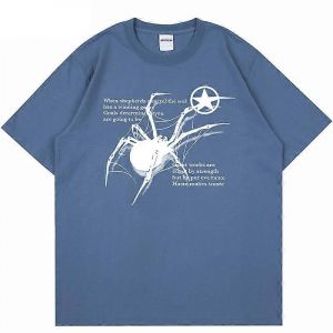 Y2k Cor&eacute;en Hommes Streetwear Spider Graphique Acubi Harajuku Egirl T-Shirts &Agrave; Manches Courtes Grunge Esth&eacute;tique Oversize Tops Alt Clothing - Neuf