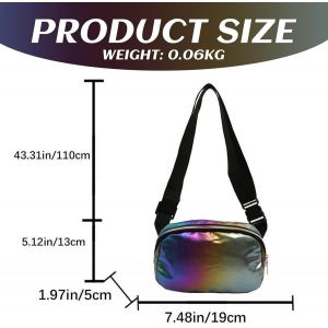 SJZG-Sac Banane Femme Sacoche Banane Ville Unisexe &Agrave; Effet Holographique Sac Banane Multicolore Sac Etanche Multi-Poches Mode Cuir Pu Sacoche Banane Pour Festivals Voyage Randonn&eacute;e Camping (Vert) - Neuf