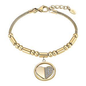 Bracelet Lotus Style Coeur Acier Dor&eacute; - Neuf
