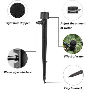 Lot de 100 goutteurs pour syst&egrave;me d'irrigation avec raccord Fit 1/4 (4-7 mm) pour tuyau d'eau - Neuf