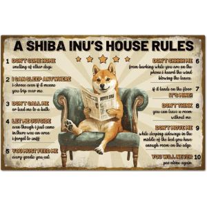 Kalanka-Plaque En Étain " Règles De La Maison D'un Shiba Inu " Plaque En Métal Pour Chien Shiba Inu Règles De La Maison Plaque En Métal Vintage Décoration Murale Amusante Plaques En Étain - Neuf