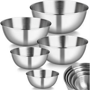 Cul De Poule Inox Lot De 5 Saladiers De Tailles Empilables-0,7 L/1,2 L/1,8 L/2,5 L/3,5 L,Bol Inox Cuisine Bowl De M&eacute;lange Lavables - Neuf