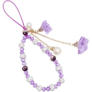 Longe De T&eacute;l&eacute;phone Portable, Anti-Perte De T&eacute;l&eacute;phone Portable Pendentif Cha&icirc;ne Cristal Violet Accessoires De D&eacute;coration De T&eacute;l&eacute;phone Portable Dragonne Bracelet Porte-Cl&eacute;s Longe - Neuf