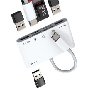 JGD-Hub USB C TF Lecteur de carte Micro SD OTG 3.0 Type-C Port Station d'accueil (6 en 1) pour Apple iPhone 15 Pro Max Plus pour iPad Air Mini MacBook Compatible avec Samsung Adaptateur Thunderbolt D - Neuf