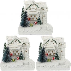 No&euml;l LED Lumi&egrave;re de No&euml;l Lumineux Maison de Village de No&euml;l de la Maison de l'Ornement de No&euml;l Lanterne OrnamentChristmas DecorationWhite3Pcs - Neuf