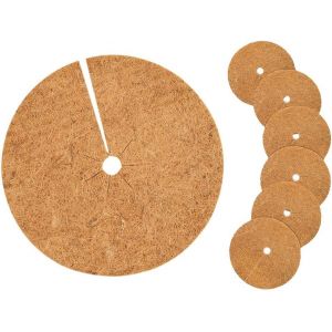 KALANKA-6 Pièces Tapis de Coco Plantes, Tapis de Protection des Plantes, Disque de Protection Plante, Disque Fibre de Coco, Disque de Paillage Coco, pour Plantes Antigel, Protection des Plantes - Neuf
