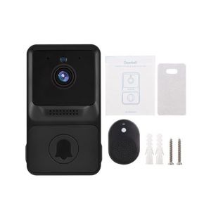 Sonnette Ring WiFi HD sans fil avec vision nocturne, audio bidirectionnel et stockage cloud pour une s&eacute;curit&eacute; renforc&eacute;e &agrave; domicile - Neuf