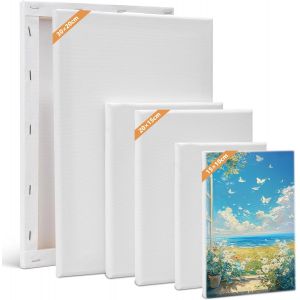 Meimie-Lot De 6 Toiles À Pein E 30 X 20,20 X 15,15 X 10 Cm(2 Pièces Chacune)Sur Châssis Blanc Pour Peinture Acrylique,Aquarelle,Huile,Gouache - Neuf