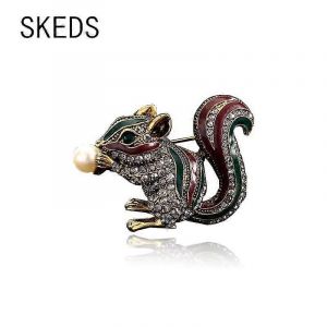Skeds Femmes Hommes Créatif Écureuil Perle Broche Corsage Animal Manteau Vêtements Revers Broches Broches Pour Mariage Fête Bijoux Cadeau - Neuf