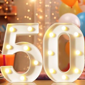 Chiffres D&eacute;coratifs Lumineux &Agrave; Del De 22,4 Cm, Num&eacute;ros De Chapiteau Pour D&eacute;coration De 50e Anniversaire, Panneau Lumineux Pour F&ecirc;te D'anniversaire, Veilleuse, D&eacute;coration D'int&eacute;rieur, Num&eacute;ro 50 Blanc - Neuf