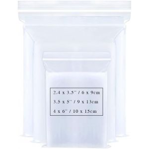 Kgabery-Sachets Refermables 3 Tailles 300 Pièces-Plastiques Zip 6x9/9x13/10x15cm-Transparents Pour Rangement De Bijoux,Aliments,Artisanat,Minéraux,Vitamines - Neuf