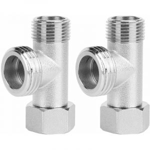 2 pièces vanne de dérivation de toilette dents droites 3/8 et dents postérieures 1/2 connecteur à trois voies vanne cuivre nickelé connecteur - Neuf