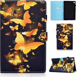 Étui Coque Pour Samsung Galaxy Tab A8 10,5 Pouces 2022 2021 Sm-X200/ X205/ X207 Housse Étui De Protection Avec Veille/Réveil Automatique Pour Samsung Galaxy Tab A8 2022/2021, Papillon Doré - Neuf