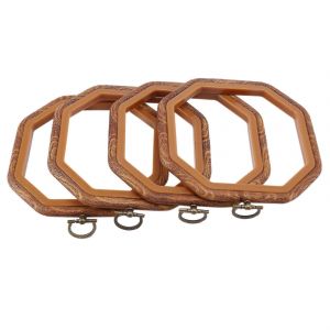 4pcs Octogonal Broderie Cerceaux Imit&eacute; Bois Croix Cerceau Set Cadre D'affichage Pour Art Artisanat Couture Pratique (Haoyi)-Yuhao - Neuf