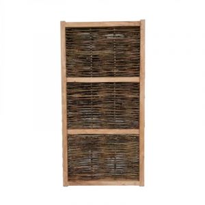 Portillon De Jardin En Noisetier Tress&eacute; Avec Fermeture - 120 Cm - Neuf