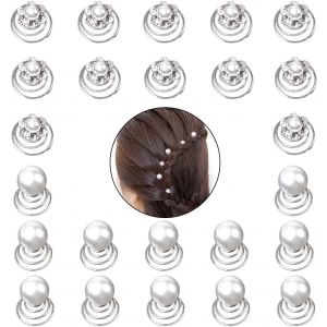 Kal-24 Pièces Épingles À Cheveux En Spirale, Épingles À Cheveux De Mariée Cristal Tourbillon Épingles À Cheveux Perle Épingles À Cheveux Accessoires De Cheveux De Mariage Pour Femmes Fille Mariage Ma - Neuf