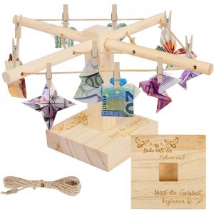 KGABERY-Linge Araignée En Bois Séchoir À Linge Avec Gravure Pour Mariage Cadeaux D'Argent Séchoir À Linge Cadeau De Mariage,Idée Cadeau Pour Mariage Décoration Mr&Mrs Déco Env.20x12Cm - Neuf