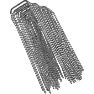 100 paquets de 6 pouces robuste de calibre 11 Piquets de jardin en acier galvanisé Agrafes Chevilles de fixation pour la fixation du tissu de mauvaises herbes Paysage Tissu Filet Sol - - Neuf