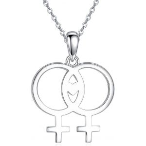 Collier De Fierté Lesbienne En Argent Sterling 925 Symbole Lesbienne Lgbt Fierté Collier Lgbt Bijoux Cadeaux Pour Femmes Amis - Neuf