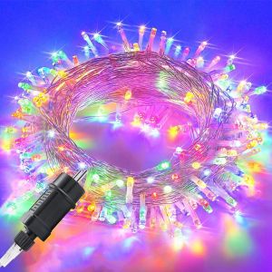 Guirlande Lumineuse Extérieure 20m 200 Led Guirlande Lumineuse Arbre De Noël Avec Minuterie, Fonction Mémoire, 8 Modes, Ip44 Étanche Pour Noël Fêtes Mariage Halloween Pâques Jardin, Coloré - Neuf