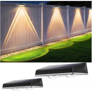 Applique Murale Ext&eacute;rieur Solaire &Eacute;tanche Ip67, 2 Unit&eacute; Lumiere Solaire Exterieur Blanc Avec 3 Modes Lampe Solaire Exterieur Puissante Pour Cour, Jardin Et Cl&ocirc;ture - Neuf