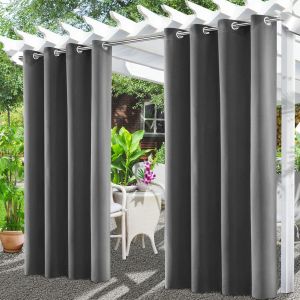 Mevronisshop-Rideaux D'ext&eacute;rieur, Rideau Pour Pergola Imperm&eacute;able, Rideau Exterieur Pour Terrasse Pare-Soleil Pour Balcon, Terrasse, Porche, Pergola, Belv&eacute;d&egrave;re(132 * 215cm, Gris) - Neuf