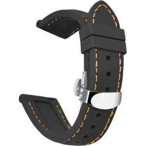 Kal-Unisex Caoutchouc Bracelet Montre Fermoir Papillon 8 Couleurs 5 Tailles Bracelet En Silicone De Remplacement Compatible Avec 18mm, 20mm, 22mm, 24mm Watchband Watch Strap - Neuf