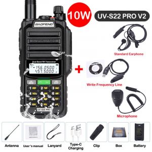 Baofeng UV S22 PRO V2 IP68 talkie-walkie étanche double bande 136-174/400-520MHz Radio amateur améliorée de UV9R UV5R Pro portée 50KM - Type V2 Black 6-Usb plug - Neuf