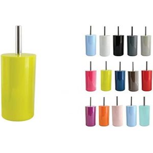 Brosse WC Porte-Balai Toilette Pot à Balai ¿Inagua¿ Ensemble WC à Poser en Polystyrène Balayette avec Manche en Acier Inoxydable Blanc - Neuf