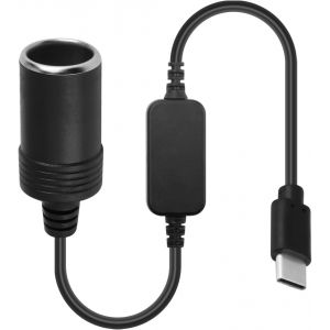 KALANKA-Adaptateur USB-C pour Allume-Cigare 12V Voiture, 60W - Prise USB-C vers Allume-Cigare pour Enregistreur Embarqu&eacute;, R&eacute;troviseur avec Streaming, Radar de Vitesse, &Eacute;clairage d'Ambiance, DVR GPS - Neuf