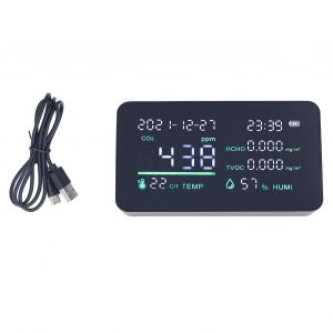 HJLIAN Moniteur de qualite de l'air, semi-conducteur, chargement USB, temperature interieure, humidite, detecteur de dioxyde de carbone, noir - Neuf