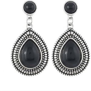 Kal-Boucles D'oreilles Noir Boh&egrave;me Strass Onyx Goutte Pendentif Longue M&egrave;re &Eacute;pouse Style &Eacute;l&eacute;gant Soir Vintage Breloques - Neuf