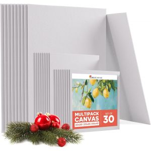 Jexnovashop-Toile Peinture 3 Tailles (Lot De 30) - Toile A Peindre 280 G/M² 100% Coton - Pour Peinture Acrylique, À L'huile, Gouache - Neuf