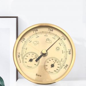 SUBZONAL-Instrument de pr&eacute;vision m&eacute;t&eacute;orologique, thermom&egrave;tre en aluminium de 130 mm - Hygrom&egrave;tre - Barom&egrave;tre mural - Temp&eacute;rature et humidit&eacute; - Compteur de pression atmosph&eacute;rique - Neuf