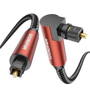 VornixorSarlshop-C&acirc;ble Optique Audio - 1M - C&acirc;ble Audio Optique 90 Degr&eacute;s avec Prise Toslink Angle Droit 360&deg; pour Barre de Son, TV, Sony, LG, PS4, Sonos, Xbox - Neuf