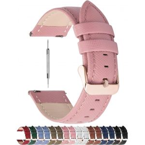 Bracelet De Montre En Cuir Véritable,Cross Montre Bracelet Homme Femme À Dégagement Rapide,22mm Rose+Boucle En Or Rose - Neuf