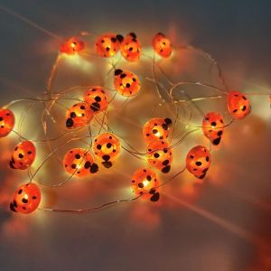 KAL-Guirlande Lumineuse Led Coccinelle 9.8Ft 30 Led Coccinelle Guirlandes Lumineuses Alimenté Par Batterie Fairy Lights Pour Chambre, Terrasse, Jardin, Noël Et Mariage (Rouge) - Neuf