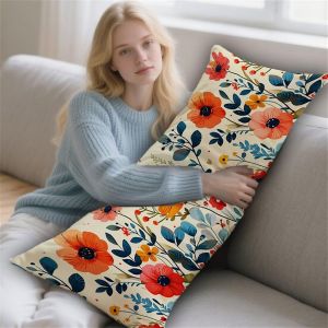 Fleurs Sauvages Coussin De Grossesse 50x130cm Oreiller De Corps Simplicité Housse Coussin Pour Dormeur Long Sur Le Côté, Traversin Oreiller De Corps Pillow Case, Pour La Chambre Lit Canapé Lyd-982 - Neuf