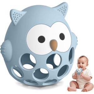 Anneau De Dentition En Silicone Alimentaire Pour B&eacute;b&eacute; En Forme De Chouette,Jouets &Agrave; M&acirc;cher Faciles &Agrave; Saisir Pour L'autisme,Jouet De Dentition Apaisant Sans Bpa Pour B&eacute;b&eacute;s 3 6 9 12 18 Mois,Bleu - Neuf