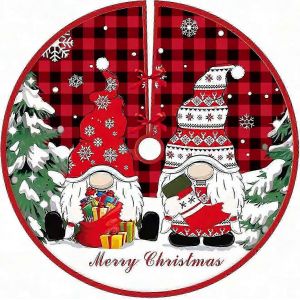 Jupe de sapin de No&euml;l avec 2 d&eacute;corations de gnomes, 94 cm (37 pouces), d&eacute;coration de No&euml;l - Neuf