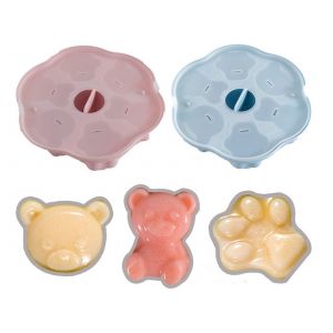 Moule &Agrave; Gla&ccedil;ons En Silicone Avec Couvercle Pour Pur&eacute;es Et Desserts Pour B&eacute;b&eacute;, Rose Et Bleu - Neuf