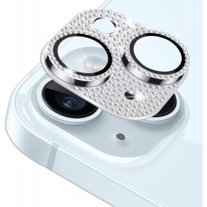 Kal-Cam&eacute;ra Protecteur Compatible Avec Iphone 15/Iphone 15 Plus, [Ultra Hd] [ 9h Duret&eacute; ] Anti Rayures Verre Tremp&eacute; Diamant Cam&eacute;ra Coque Cover Pour Iphone 15/Iphone 15 Plus, Argent - Neuf