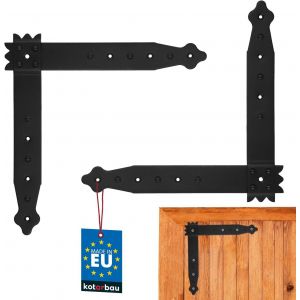 1 paire d'équerres de construction - 250 x 250 x 35 mm - Équerres de construction - Équerre d'angle plate - Revêtement par poudre - Noir - Connecteur en bois - Neuf