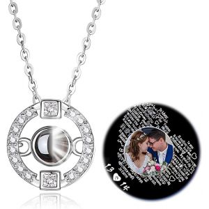 Kal-1 Pcs Collier De Projection Personnalisé Pour Femme 100 Langues Bijoux Cadeau D'anniversaire Pour Petite Amie Epouse Anniversaire - Neuf