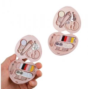 Kit De Couture Rose, Mini Kit De Couture 2 Pi&egrave;ces, Essentiels De Voyage, Fournitures De R&eacute;paration De Couture D'urgence Portables &Agrave; Faire Soi-M&ecirc;me, Bo&icirc;te De Rangement De Couture En Forme De Coeur - Neuf