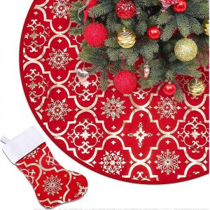 Jupe de sapin de No&euml;l Flocon de neige - Grande jupe de sapin de No&euml;l de 120 cm avec inscription &laquo; Joyeux No&euml;l &raquo; - Neuf